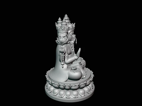 Brahma on Lotus Throne Statue Design 2 - 3D Print Model 3D Print Model