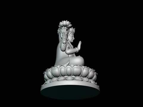Brahma on Lotus Throne Statue Design 2 - 3D Print Model 3D Print Model