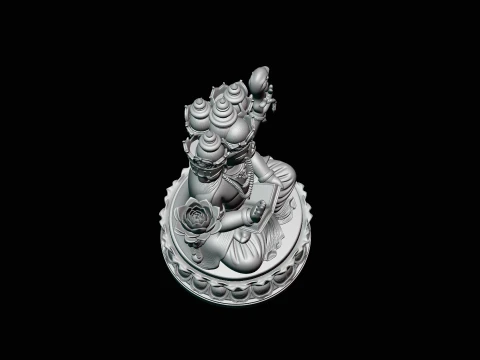 Brahma on Lotus Throne Statue Design 2 - 3D Print Model 3D Print Model
