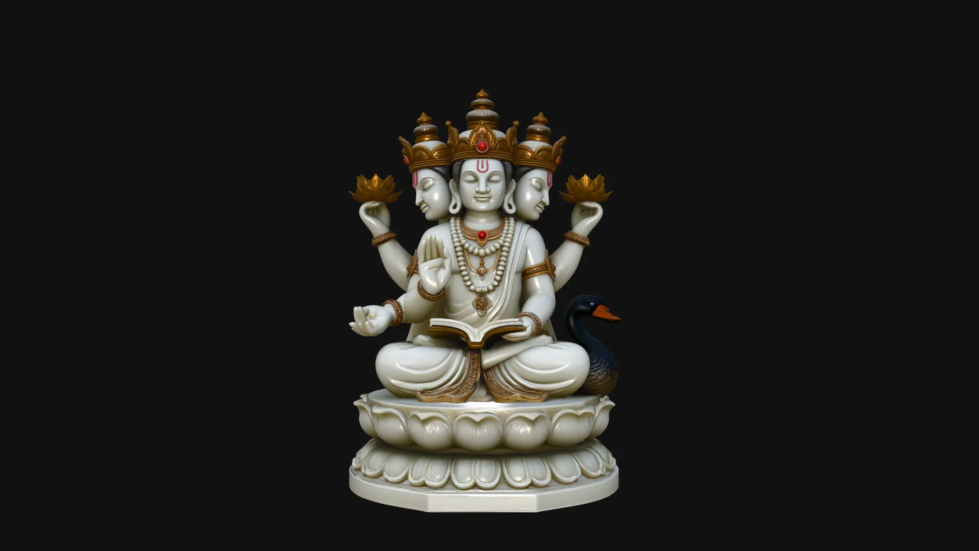 Brahma on Lotus Throne Statue Design 3 - 3D Print Model 3D Print Model .c4d .max .obj .3ds .fbx .stl .blend 