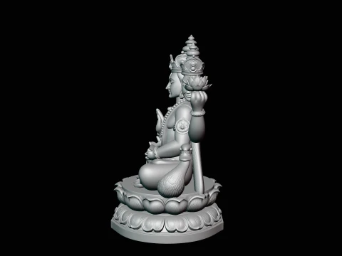 Brahma on Lotus Throne Statue Design 3 - 3D Print Model 3D Print Model