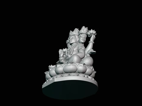 Brahma on Lotus Throne Statue Design 3 - 3D Print Model 3D Print Model