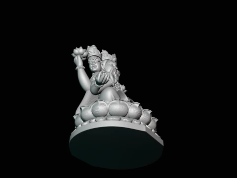 Brahma on Lotus Throne Statue Design 3 - 3D Print Model 3D Print Model
