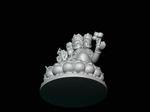 Brahma on Lotus Throne Statue Design 4 - 3D Print Model 3D Print Model