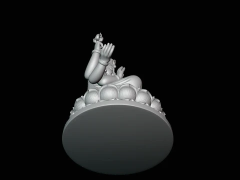 Brahma on Lotus Throne Statue Design 4 - 3D Print Model 3D Print Model