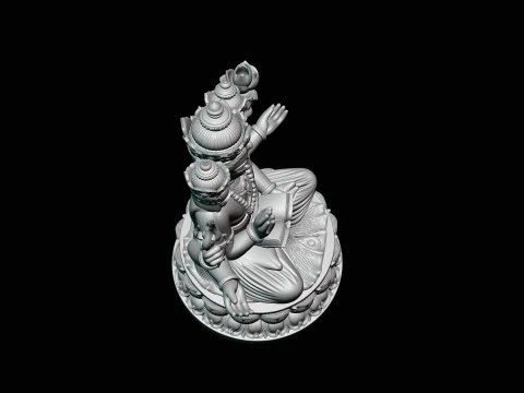 Brahma on Lotus Throne Statue Design 4 - 3D Print Model 3D Print Model