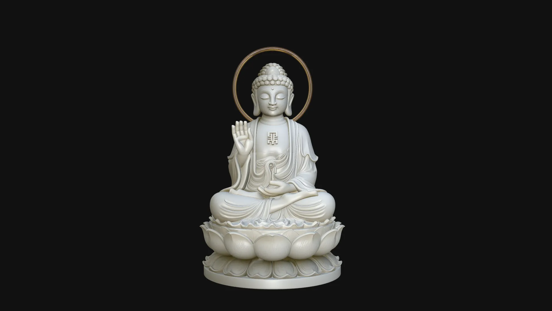 Haloed Buddha on Lotus Statue Design 5 - 3D Print Model 3D Print Model .c4d .max .obj .3ds .fbx .stl .blend 