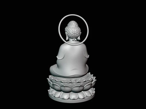 Haloed Buddha on Lotus Statue Design 5 - 3D Print Model 3D Print Model