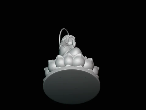 Haloed Buddha on Lotus Statue Design 5 - 3D Print Model 3D Print Model