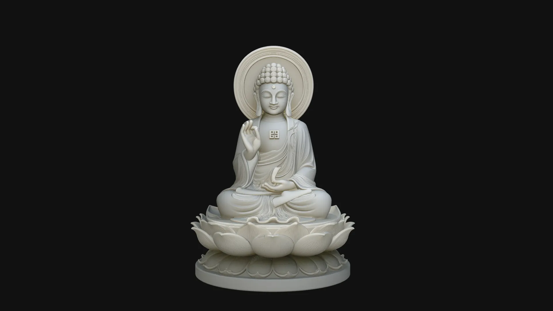 Haloed Buddha on Lotus Statue Design 6 - 3D Print Model 3D Print Model .c4d .max .obj .3ds .fbx .stl .blend 