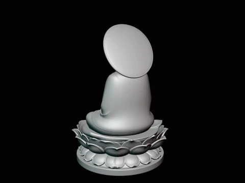 Haloed Buddha on Lotus Statue Design 6 - 3D Print Model 3D Print Model