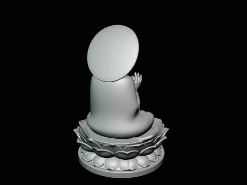 Haloed Buddha on Lotus Statue Design 6 - 3D Print Model 3D Print Model