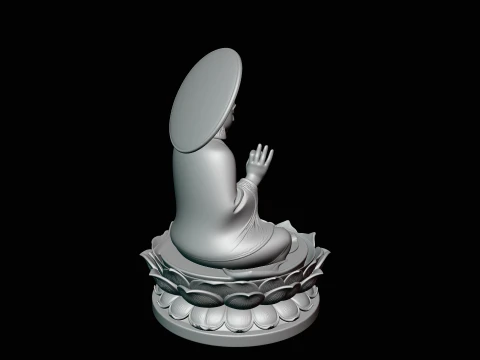 Haloed Buddha on Lotus Statue Design 6 - 3D Print Model 3D Print Model
