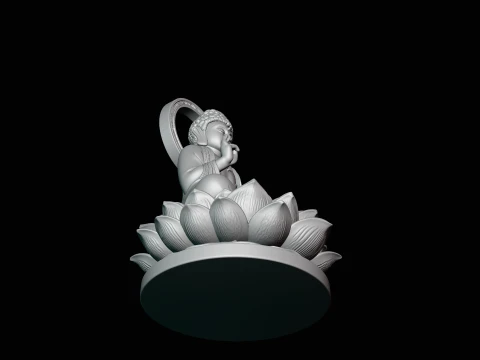 Haloed Buddha on Lotus Statue Design 7 - 3D Print Model 3D Print Model
