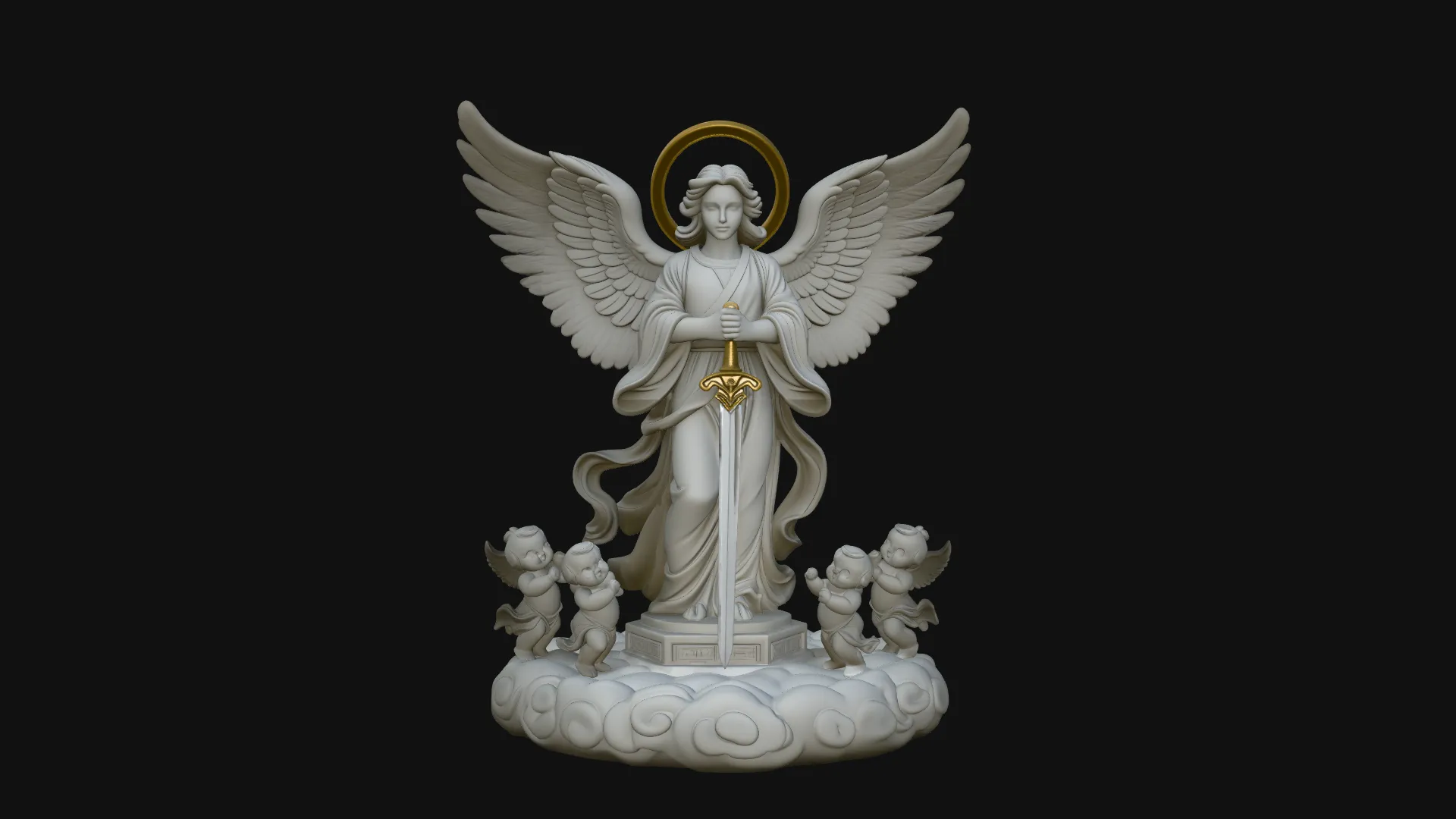 Guardian Angel Statue Design 3 - 3D Print Model 3D Print Model .c4d .max .obj .3ds .fbx .stl .blend 