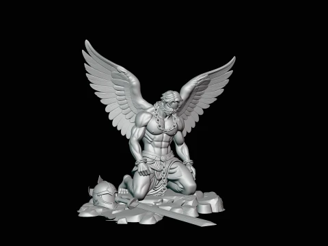 Chained Fallen Angel Statue Design 1 - 3D Print Model 3D Print Model