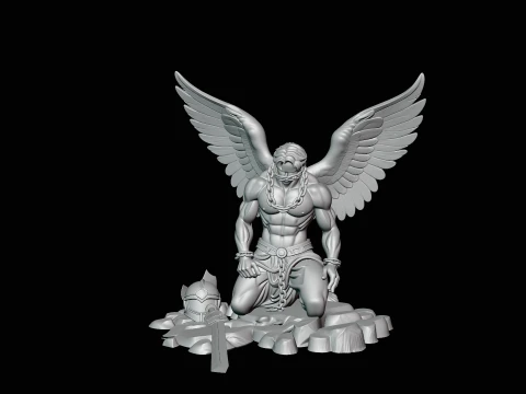 Chained Fallen Angel Statue Design 1 - 3D Print Model 3D Print Model