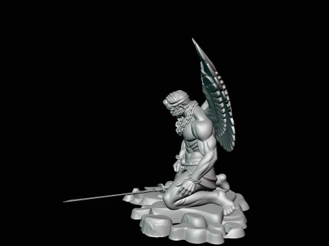 Chained Fallen Angel Statue Design 1 - 3D Print Model 3D Print Model