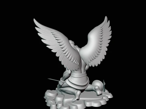 Chained Fallen Angel Statue Design 1 - 3D Print Model 3D Print Model
