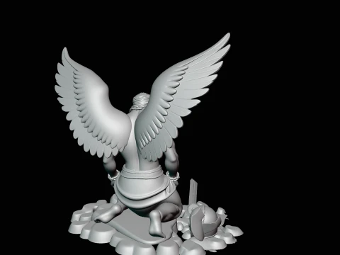 Chained Fallen Angel Statue Design 1 - 3D Print Model 3D Print Model