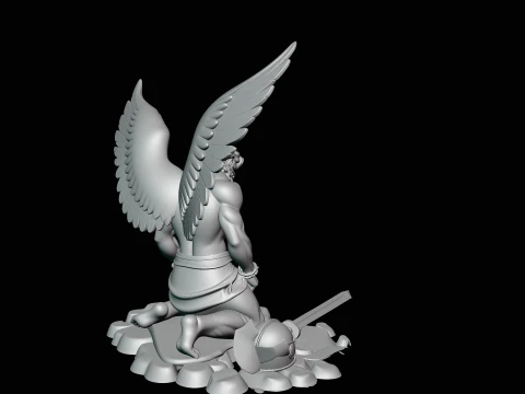 Chained Fallen Angel Statue Design 1 - 3D Print Model 3D Print Model