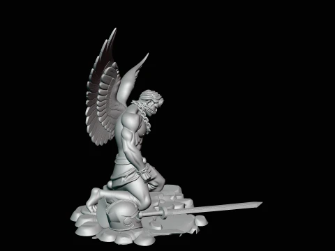 Chained Fallen Angel Statue Design 1 - 3D Print Model 3D Print Model