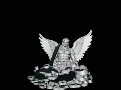 Chained Fallen Angel Statue Design 1 - 3D Print Model 3D Print Model
