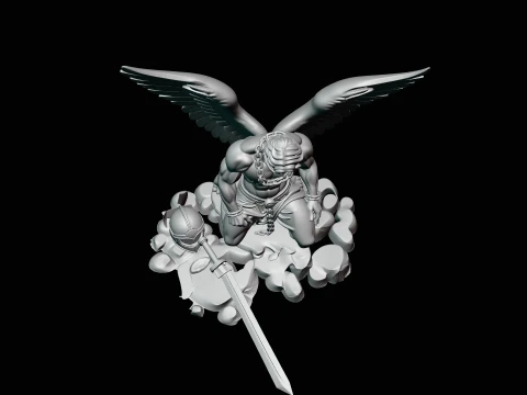 Chained Fallen Angel Statue Design 1 - 3D Print Model 3D Print Model