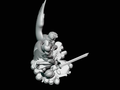 Chained Fallen Angel Statue Design 1 - 3D Print Model 3D Print Model