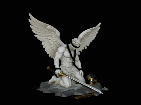 Chained Fallen Angel Statue Design 2 - 3D Print Model 3D printmodel