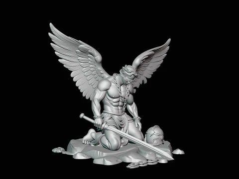 Chained Fallen Angel Statue Design 2 - 3D Print Model 3D Print Model