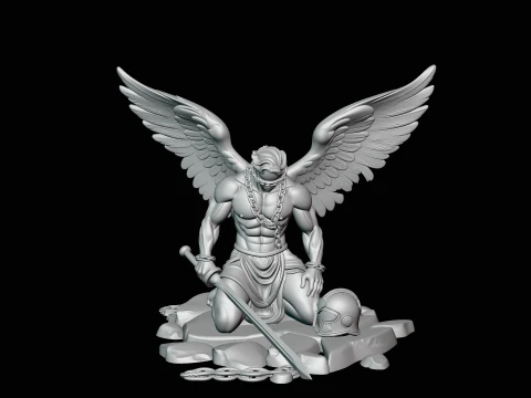 Chained Fallen Angel Statue Design 2 - 3D Print Model 3D Print Model