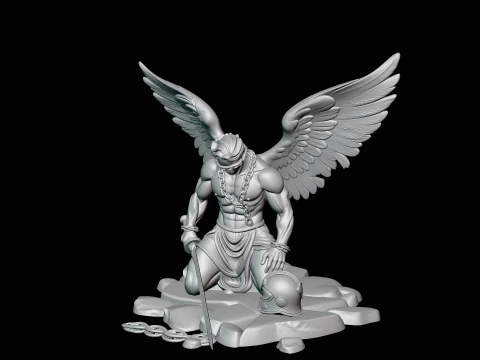 Chained Fallen Angel Statue Design 2 - 3D Print Model 3D Print Model