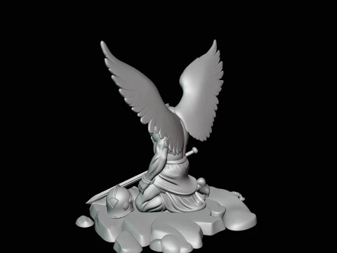 Chained Fallen Angel Statue Design 2 - 3D Print Model 3D Print Model