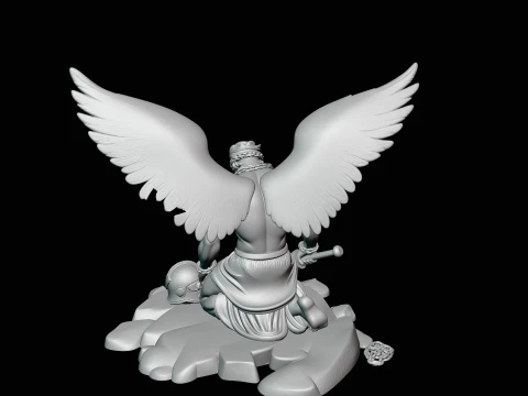 Chained Fallen Angel Statue Design 2 - 3D Print Model 3D Print Model