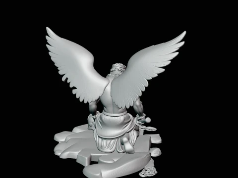 Chained Fallen Angel Statue Design 2 - 3D Print Model 3D Print Model