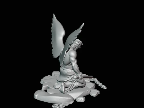 Chained Fallen Angel Statue Design 2 - 3D Print Model 3D Print Model