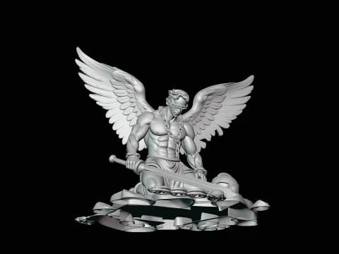 Chained Fallen Angel Statue Design 2 - 3D Print Model 3D Print Model