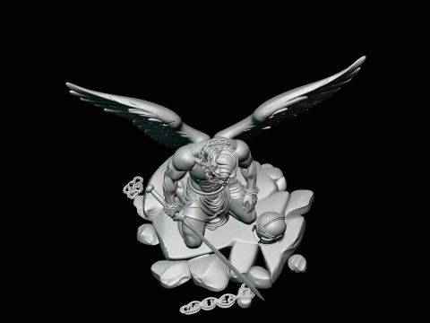 Chained Fallen Angel Statue Design 2 - 3D Print Model 3D Print Model