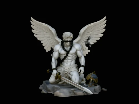 Chained Fallen Angel Statue Design 3 - 3D Print Model 3D printmodel