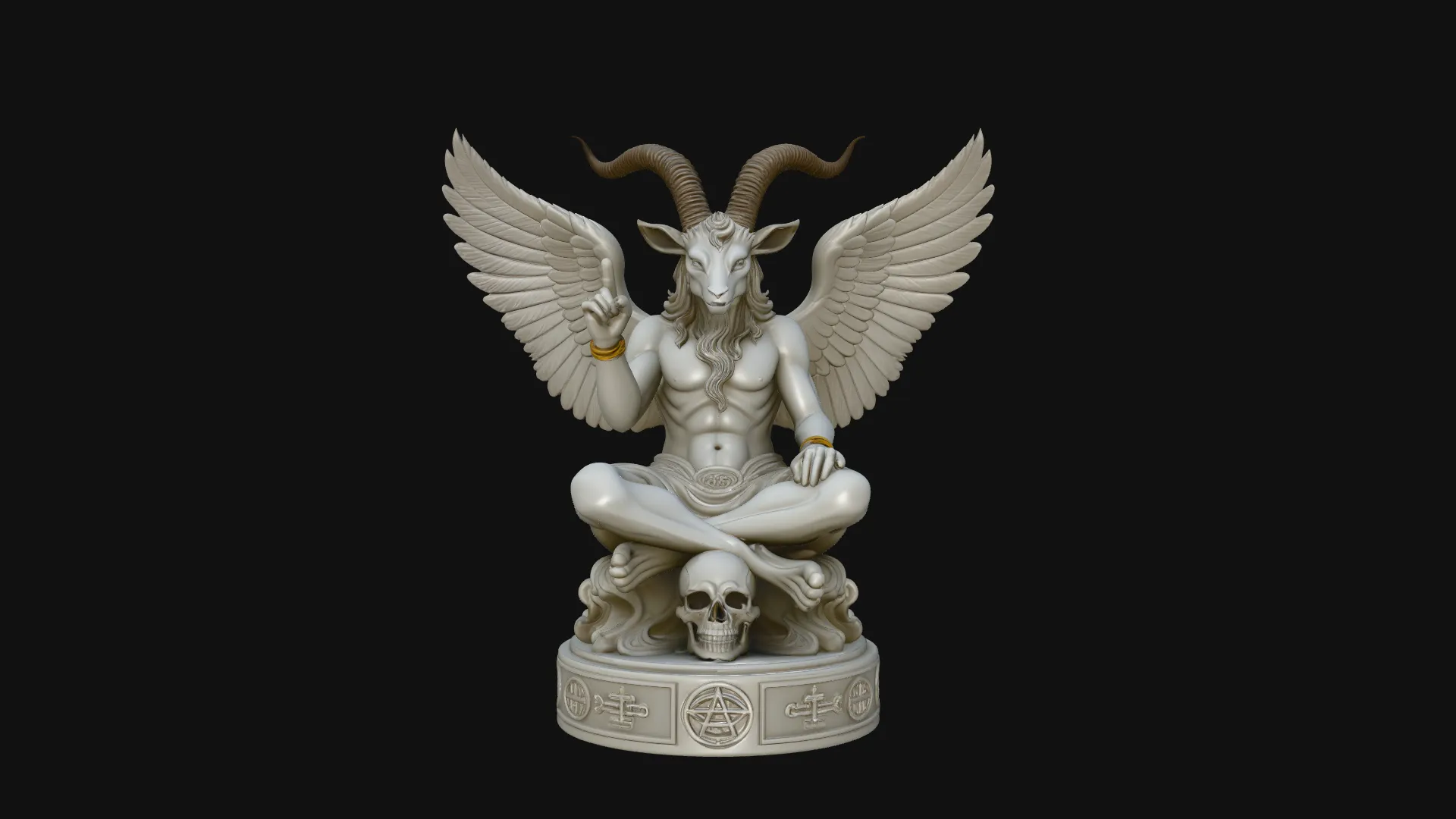 Baphomet on Skull Throne Statue Design 1 - 3D Print Model 3D Print Model .c4d .max .obj .3ds .fbx .stl .blend 
