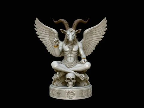 Baphomet on Skull Throne Statue Design 1 - 3D Print Model 3D Print Model
