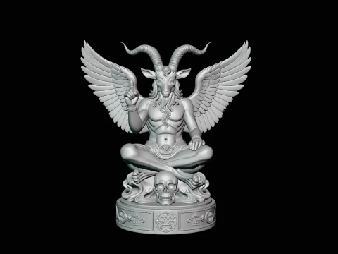Baphomet on Skull Throne Statue Design 1 - 3D Print Model 3D Print Model