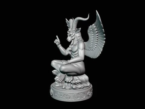 Baphomet on Skull Throne Statue Design 1 - 3D Print Model 3D Print Model