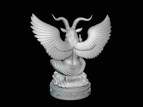 Baphomet on Skull Throne Statue Design 1 - 3D Print Model 3D Print Model