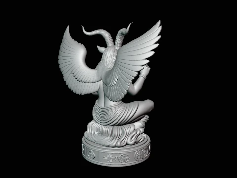 Baphomet on Skull Throne Statue Design 1 - 3D Print Model 3D Print Model