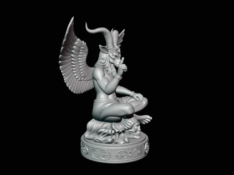 Baphomet on Skull Throne Statue Design 1 - 3D Print Model 3D Print Model