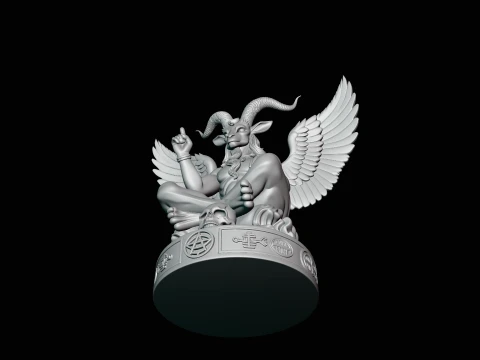 Baphomet on Skull Throne Statue Design 1 - 3D Print Model 3D Print Model