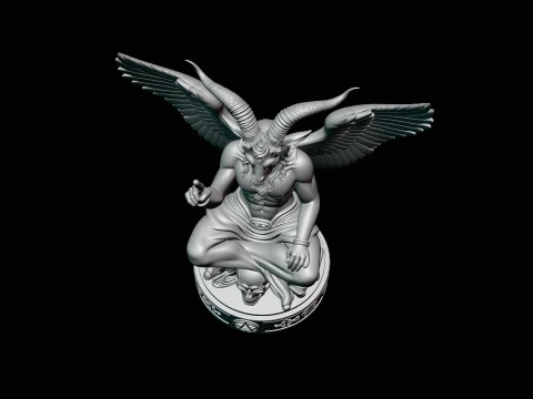 Baphomet on Skull Throne Statue Design 1 - 3D Print Model 3D Print Model