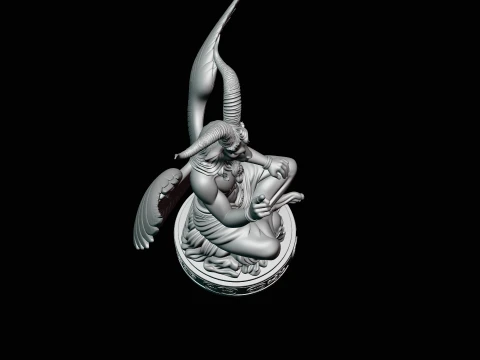 Baphomet on Skull Throne Statue Design 1 - 3D Print Model 3D Print Model